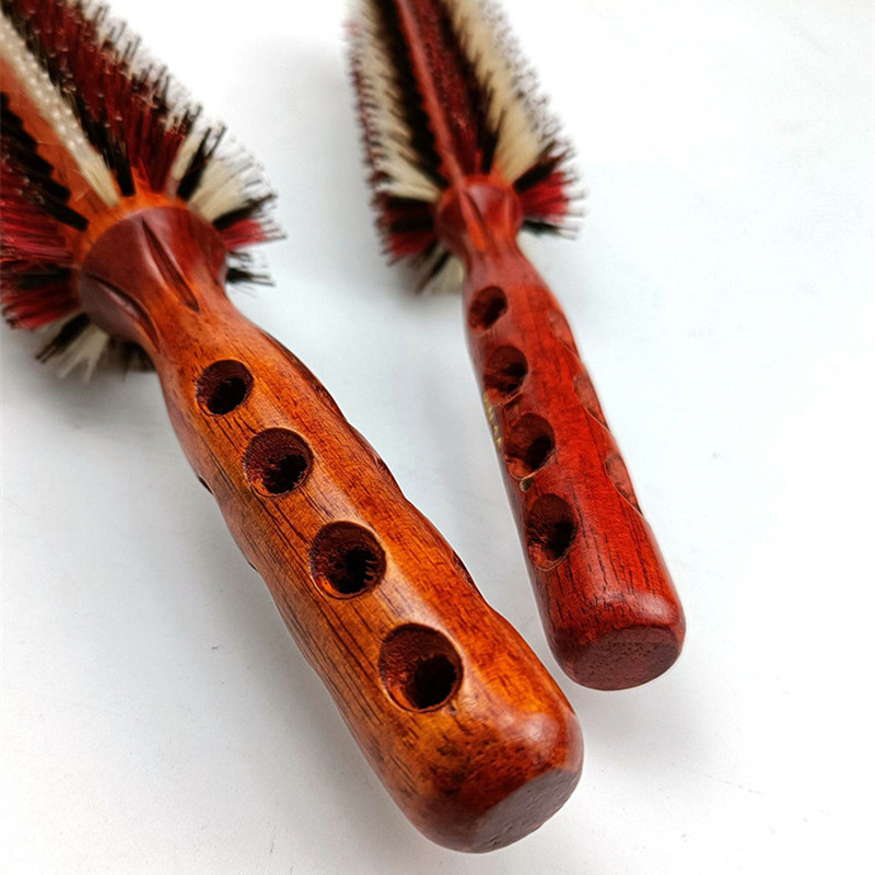 Τρίχες ίσια χτένα μαλλιών Ξύλινη λαβή κύλινδρος τρίχα λεία χτένα κυλίνδρου κυματιστή σγουρή βούρτσα μαλλιών Χτένισμα κομμωτηρίου για μπούκλες