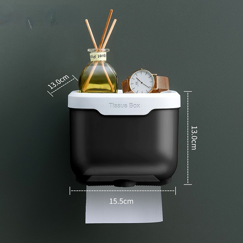 Prie sienos tvirtinamas popieriaus ritinėlių laikiklis Neperforuojamas tualetinio popieriaus laikiklis, atsparus vandeniui, tualetinio popieriaus laikymo stovas Vonios kambario laikymo dėžutė