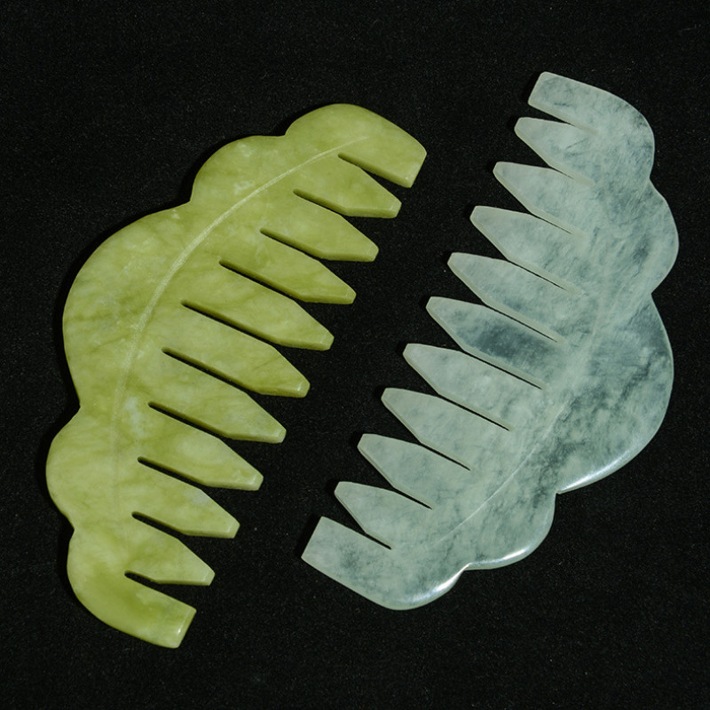 Γυναικεία Stone Jade Gua Sha Comb Board Beauty Relaxation Scalp για λεία μαλλιά Μασάζ κεφαλής Εργαλείο υγιεινής φροντίδας
