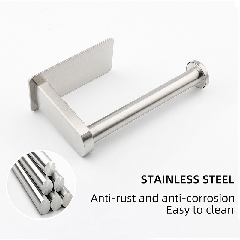 Öntapadó WC-papír tartó fali rögzítés fúrás nélkül SUS304 rozsdamentes acél tekercspapír törülköző tartó fürdőszobai kiegészítők