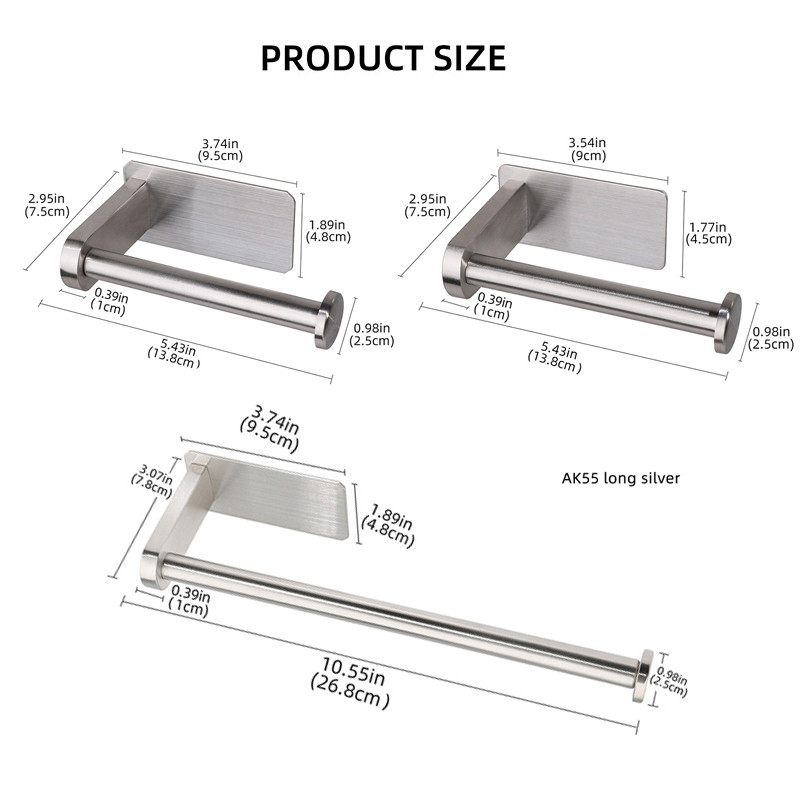 Öntapadó WC-papír tartó fali rögzítés fúrás nélkül SUS304 rozsdamentes acél tekercspapír törülköző tartó fürdőszobai kiegészítők