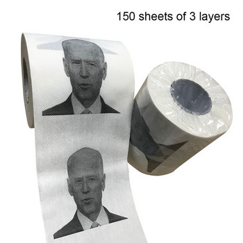 Ролка тоалетна хартия Joe Biden Pattern Новост Подарък Хартиена кърпа за баня FunnyHome Хартия 150 листа