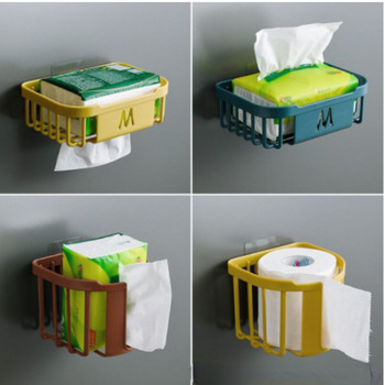 Непробиваем рафт за тоалетна хартия Баня Кухненска кутия за кърпички Монтирана на стена Кутия за съхранение на лепкава хартия Поставка за тоалетна хартия Ролна хартия