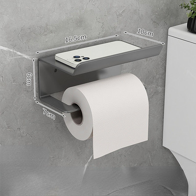 Suport pentru hârtie igienică din oțel inoxidabil, raft cu tavă, baie, bucătărie, agățat pe perete, suport pentru hârtie igienică fără perforare
