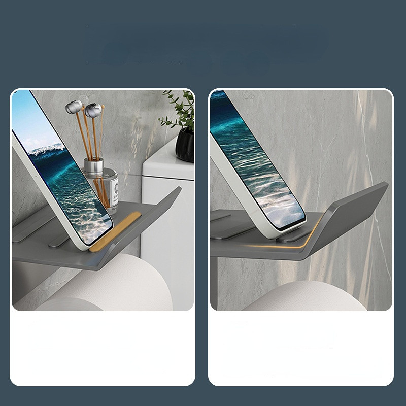 Suport pentru hârtie igienică din oțel inoxidabil, raft cu tavă, baie, bucătărie, agățat pe perete, suport pentru hârtie igienică fără perforare