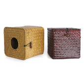 Mugav paberkarp õlgedest kootud paberikonteiner Erksate värvidega, ruudukujuline, ümmargune avatav salvrätikukarp, lihtne uuesti täita