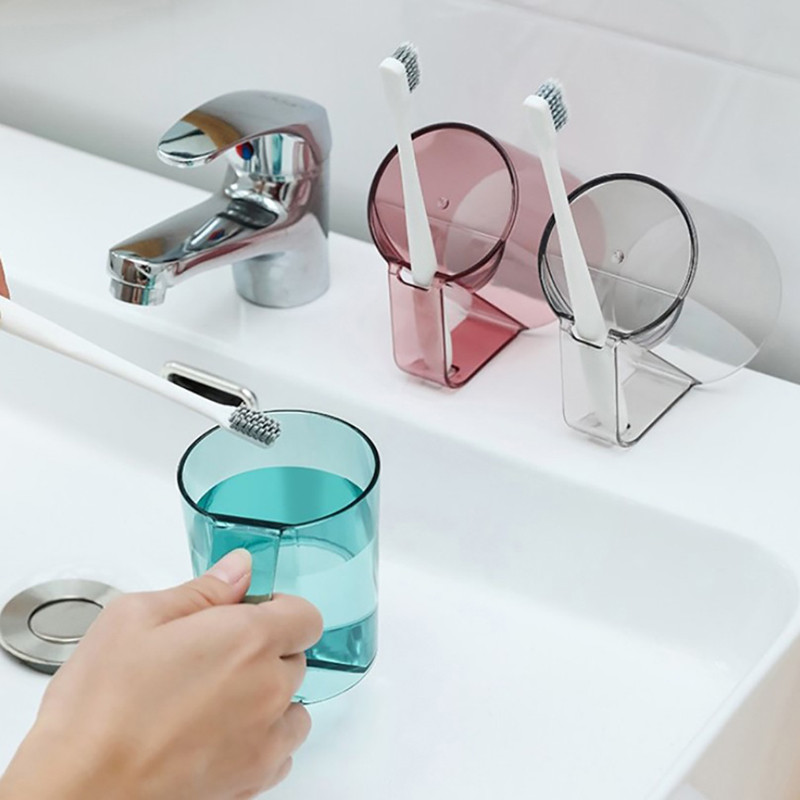 1PC plastične čaše, četkica za pranje, šalica za četkicu za zube, kreativna prozirna šalica za par, šalica za grgljanje, šalica za ispiranje, putna šalica za četkicu za usta Kupaonska šalica