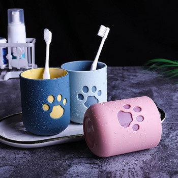 Οδοντόβουρτσα ποτηροθήκη ποτηριού PP Cartoon Cat Puppy Kitty Claw Wash Mouth Couples Cup Brushing Mouthwash Cup Αξεσουάρ μπάνιου