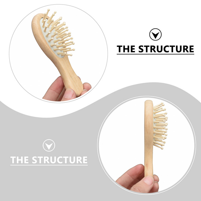 3kom prirodna drvena četka za kosu Češalj Češalj za kosu Četka za kosu s lopaticom za muškarce, djecu, čini kosu zdravom i vlasište svima