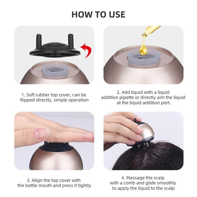 Regrowth Esencijalno ulje Tretman vlasišta Serum Ulje Aplikator za vlasište Češalj za masažu Hrani korijen kose Tekući češalj Vodič