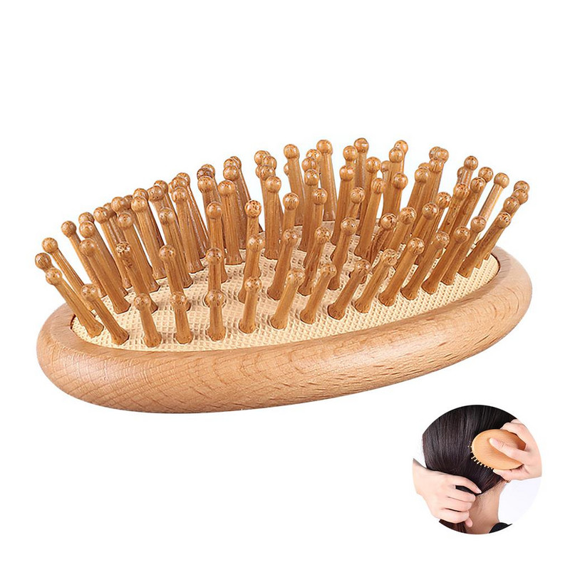 Õhkpadja kamm juuksehari puidust käepideme labaga juuksehari meeste õhkpadja kammiga massaažitööriist pikkadele lokkis paksudele juustele