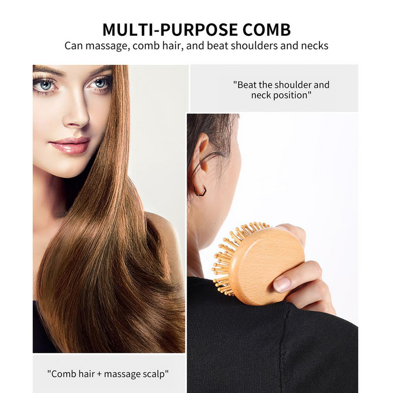 Õhkpadja kamm juuksehari puidust käepideme labaga juuksehari meeste õhkpadja kammiga massaažitööriist pikkadele lokkis paksudele juustele