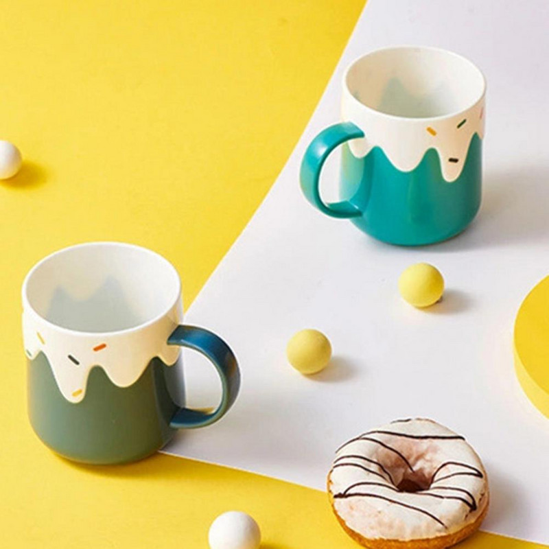 Pattern Mouthwash Cup Cake Pattern dantų šepetėlio puodelis su praktiška rankenos konstrukcija Mielas vandens puodelis skirtas namų vonios reikmenims