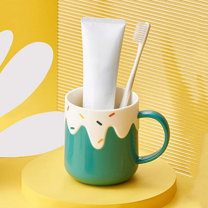 Pattern Mouthwash Cup Cake Pattern dantų šepetėlio puodelis su praktiška rankenos konstrukcija Mielas vandens puodelis skirtas namų vonios reikmenims
