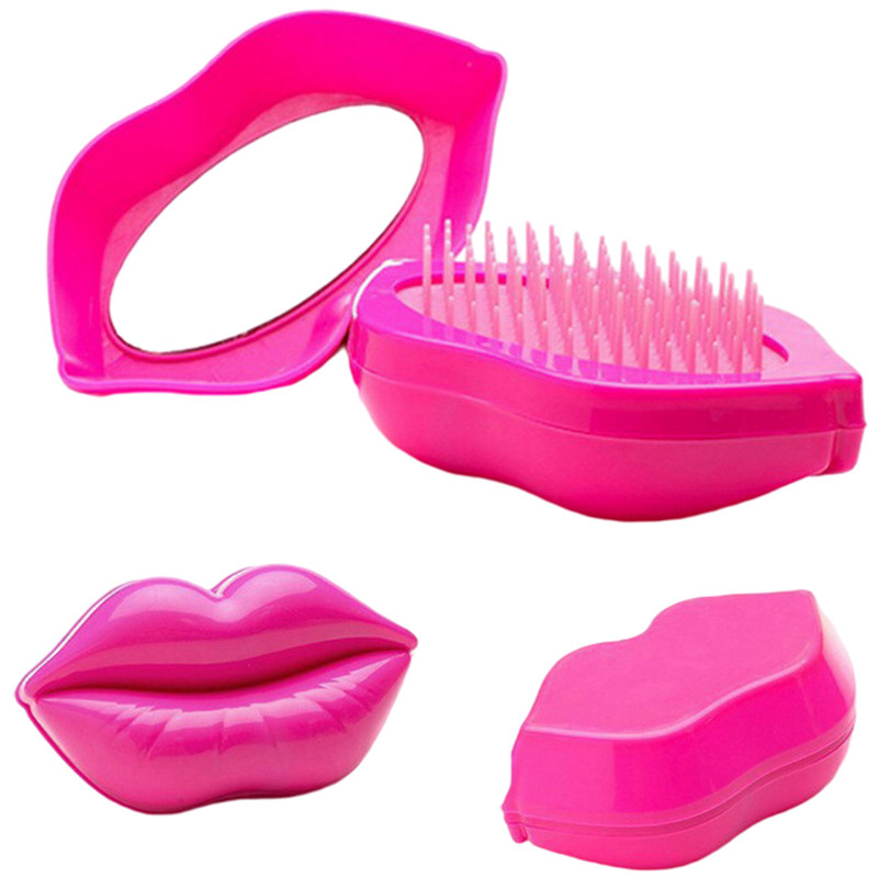 Αντιστατική χτένα σχήματος χειλιών 2 σε 1 Καθρέφτης μασάζ Βούρτσα μαλλιών Σαλόνι Styling Επαγγελματική Χρήσιμη χτένα εργαλείων styling μαλλιών