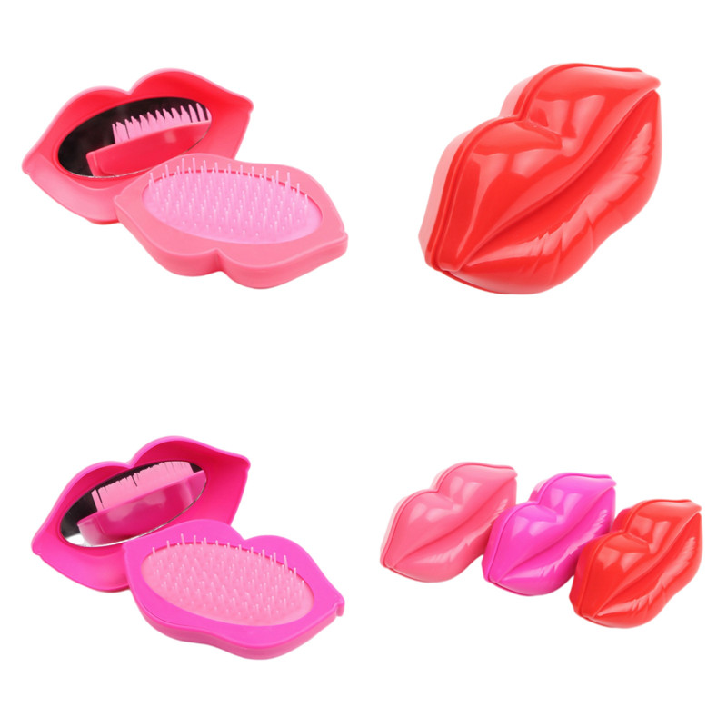 Αντιστατική χτένα σχήματος χειλιών 2 σε 1 Καθρέφτης μασάζ Βούρτσα μαλλιών Σαλόνι Styling Επαγγελματική Χρήσιμη χτένα εργαλείων styling μαλλιών