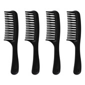 4X Black Double Row Tooth Detangler Hair Comb Shampoo šukos su rankena ilgiems garbanotiems drėgniems plaukams