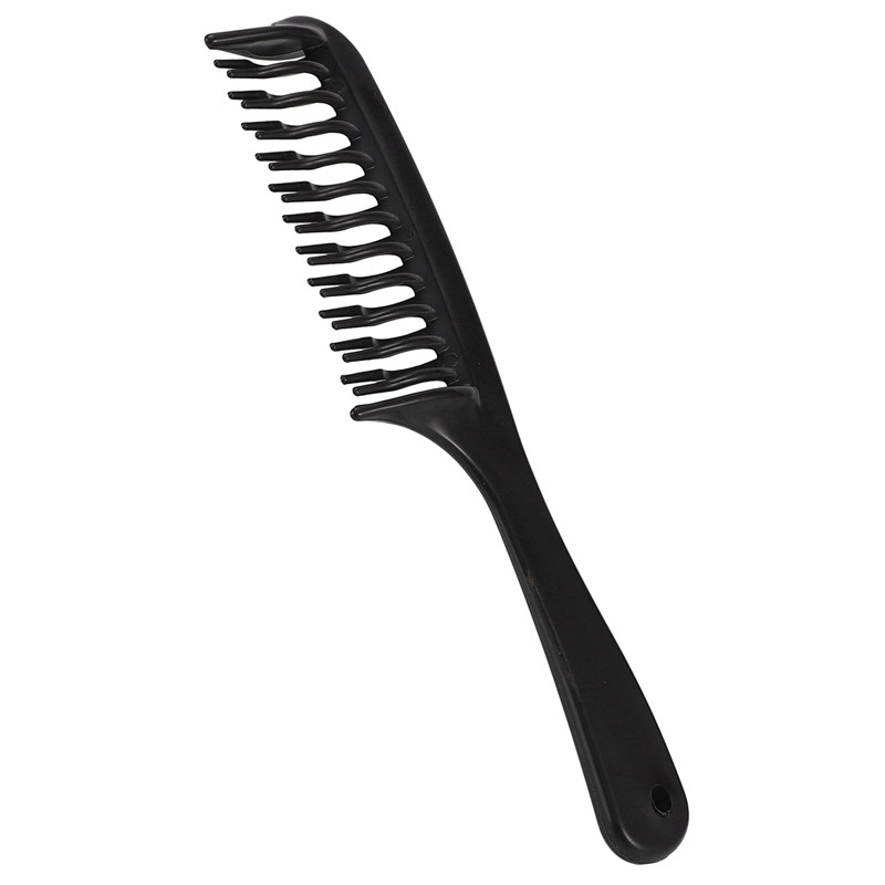 4X Black Double Row Tooth Detangler Hair Comb Shampoo šukos su rankena ilgiems garbanotiems drėgniems plaukams