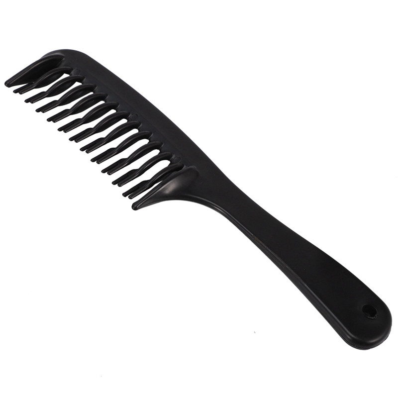4X Black Double Row Tooth Detangler Hair Comb Shampoo šukos su rankena ilgiems garbanotiems drėgniems plaukams