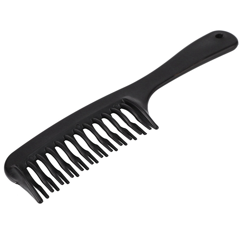 4X Black Double Row Tooth Detangler Hair Comb Shampoo šukos su rankena ilgiems garbanotiems drėgniems plaukams
