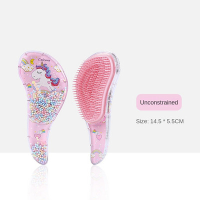 Cartoon Magic Comb Antisztatikus Masszázs Unicorn Hajkefék Zuhanyzós Masszázs Hajkefe Fésű Szalon Kiegészítők Rózsaszín