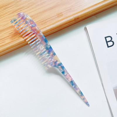 Äädikhappeplaadist terava sabaga juuksekamm marmorist tekstuuriga antistaatiline juuksekamm