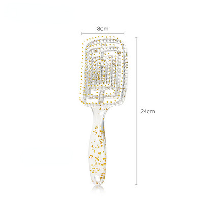Novi prozirni frizerski češalj s puderom u prahu Šuplji češalj za masažu Češalj za glatku kovrčavu kosu Češljevi za oblikovanje kose
