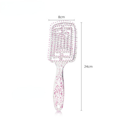 Novi prozirni frizerski češalj s puderom u prahu Šuplji češalj za masažu Češalj za glatku kovrčavu kosu Češljevi za oblikovanje kose