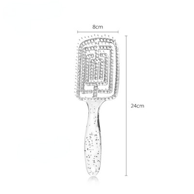 Novi prozirni frizerski češalj s puderom u prahu Šuplji češalj za masažu Češalj za glatku kovrčavu kosu Češljevi za oblikovanje kose