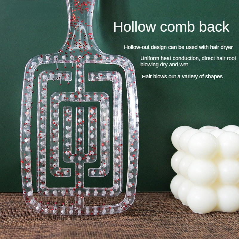 Novi prozirni frizerski češalj s puderom u prahu Šuplji češalj za masažu Češalj za glatku kovrčavu kosu Češljevi za oblikovanje kose