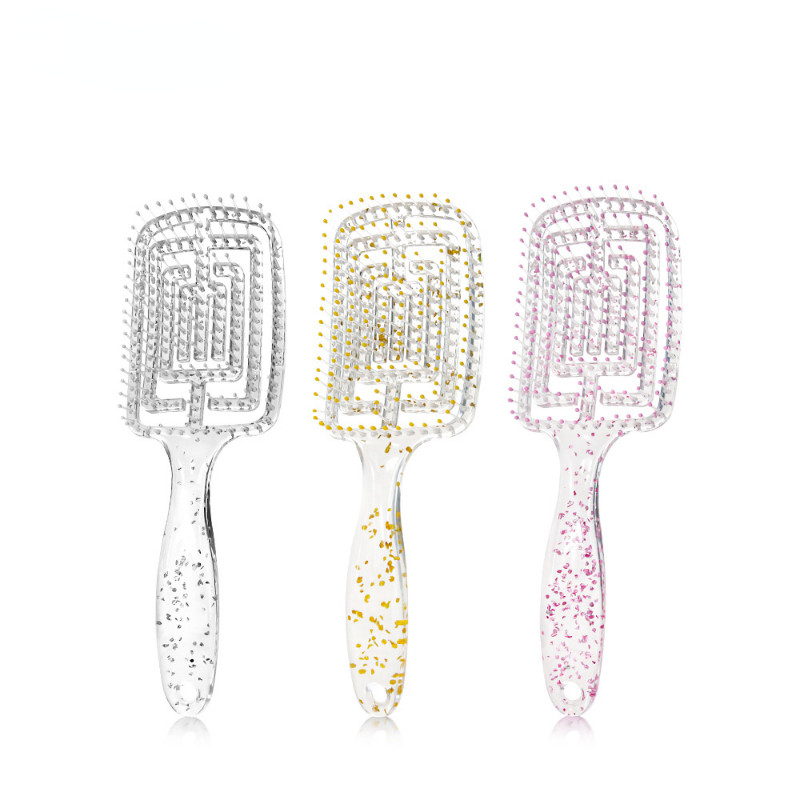 Novi prozirni frizerski češalj s puderom u prahu Šuplji češalj za masažu Češalj za glatku kovrčavu kosu Češljevi za oblikovanje kose