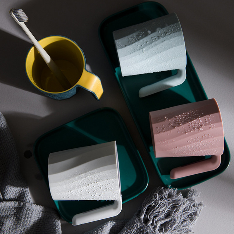 Plastikust libisemisvastane hambakruus Tooth Cup 301–400 ml vannitoa hambaharja hoidja pesutops, hall valge