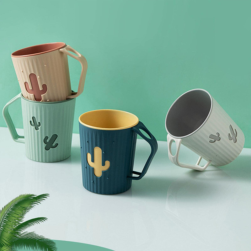 Čašica za pastu za zube Čašica za ispiranje usta s ručkom Plastični dizajn s nagibom od 45° Oblik kaktusa Čašica za pohranjivanje paste za zube Kupaonski držač za pastu za zube