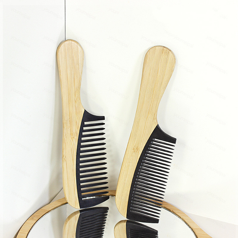 Kuum müük Keskkonnasõbralik bambusest puidust laia hambakamm Antistaatiline juuksehooldus Tervislikud massaažikammid naistele