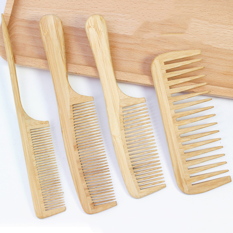 1 tk Naiste keskkonnasõbralikud bambusest puidust laiade hammastega juuksekammid