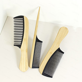 Висококачествен екологично чист бамбуков дървен гребен Антистатична грижа за косата Здрави гребени с широки зъби