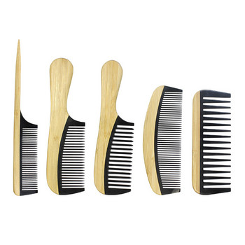 Висококачествен екологично чист бамбуков дървен гребен Антистатична грижа за косата Здрави гребени с широки зъби