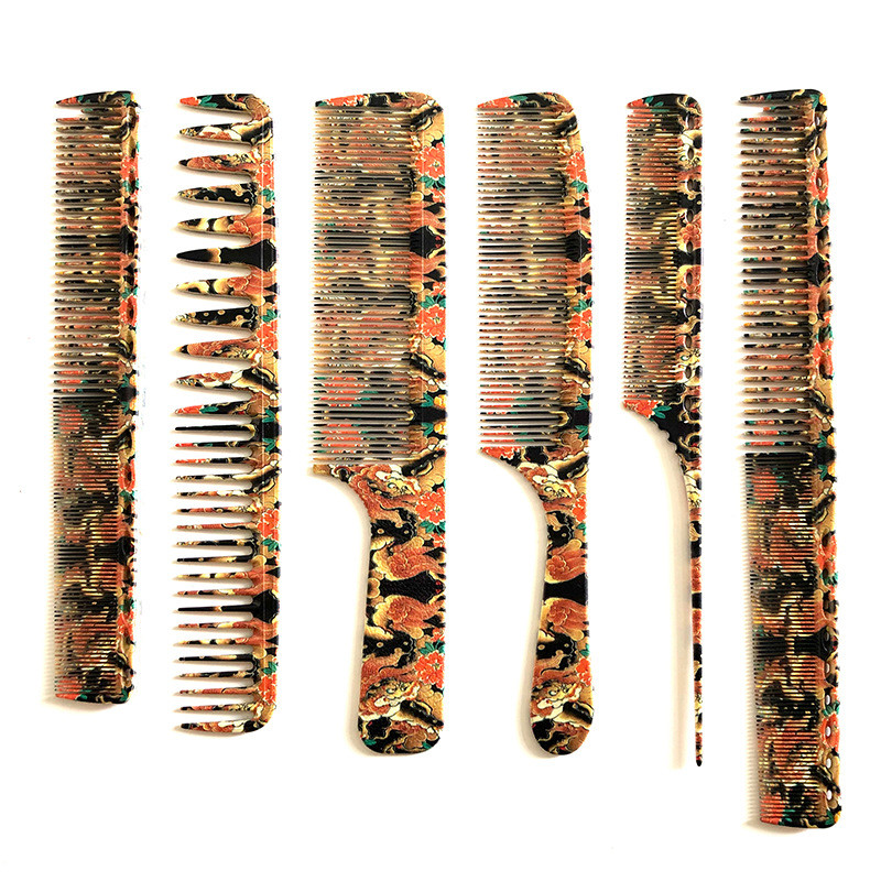 Juukselõikuskamm Professionaalne juuksurisalong Juuksuri kammid Graffiti mustriga Kahepoolne juuksehari Juuksuri Stiilitööriistad Y0702