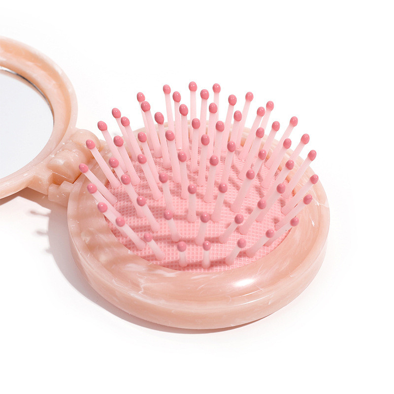 Hajfésű Hordozható összecsukható hajformázó eszközök Kiegészítők Masszázs Smink Fésű Fodrászkellékek Hajkefék Tükörrel