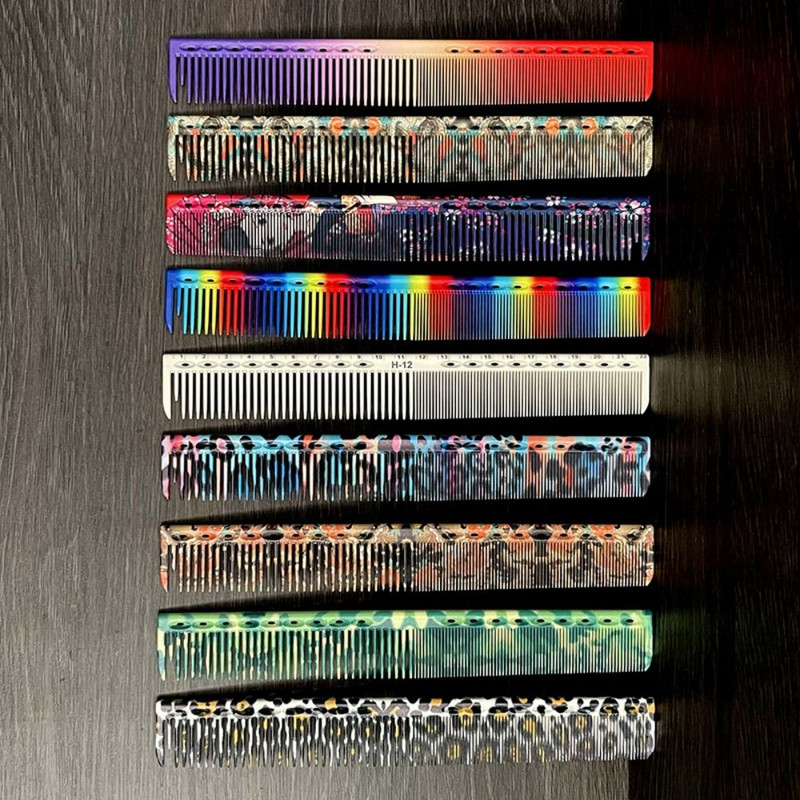 Spalvotos plastikinės plaukų kirpimo šukos moterims Ilgų plaukų kirpimas Tiesių plaukų formavimas Kietos šukos Kirpyklos priedai