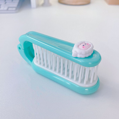 Pieptene de păr pliabil cu desene animate portabil Perie de păr de buzunar de dimensiuni mici Pieptene pliabil pentru masaj pentru cap pentru femei Perie de păr Instrumente de coafat