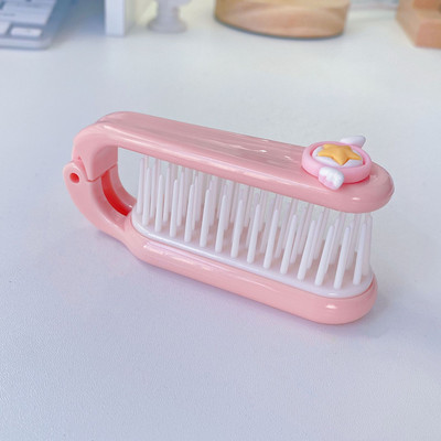 Pieptene de păr pliabil cu desene animate portabil Perie de păr de buzunar de dimensiuni mici Pieptene pliabil pentru masaj pentru cap pentru femei Perie de păr Instrumente de coafat