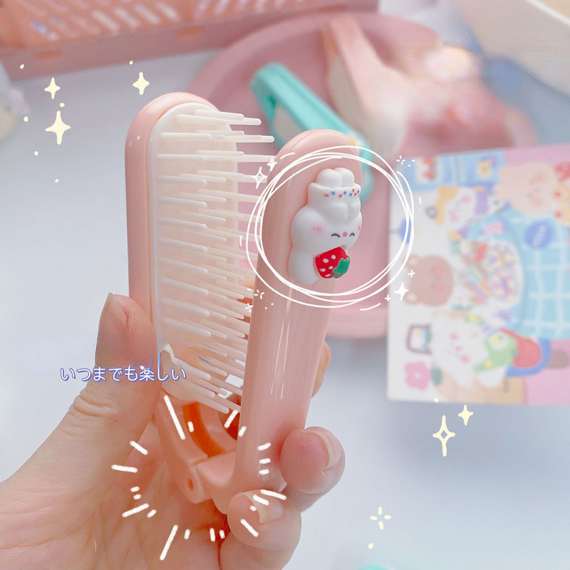 Pieptene de păr pliabil cu desene animate portabil Perie de păr de buzunar de dimensiuni mici Pieptene pliabil pentru masaj pentru cap pentru femei Perie de păr Instrumente de coafat