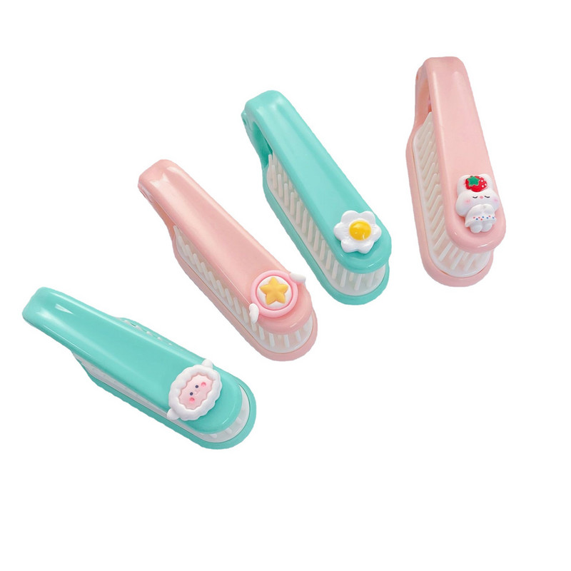 Pieptene de păr pliabil cu desene animate portabil Perie de păr de buzunar de dimensiuni mici Pieptene pliabil pentru masaj pentru cap pentru femei Perie de păr Instrumente de coafat