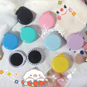 Macaroon Pieptene mic portabil, pliabil, pernă de aer cu oglindă de machiaj, masaj pentru scalp, pieptene pliabil, perie de păr pentru femei, instrumente de styling