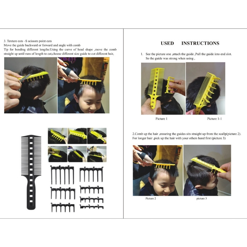 Profesionalus kirpėjų šukučių rinkinys nešiojamam vintažinio stiliaus kirpimui