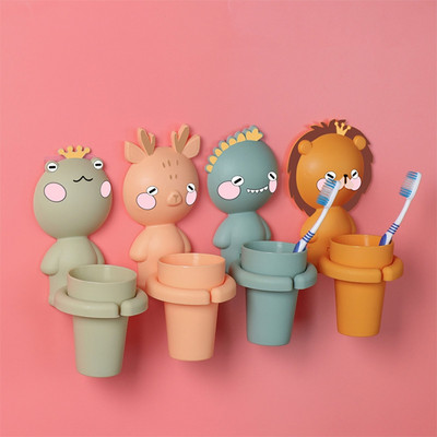 Симпатична анимационна чаша за бебешки зъби Безплатен удар Кутия за съхранение на баня Чаша за вода за уста Всмукателна стена