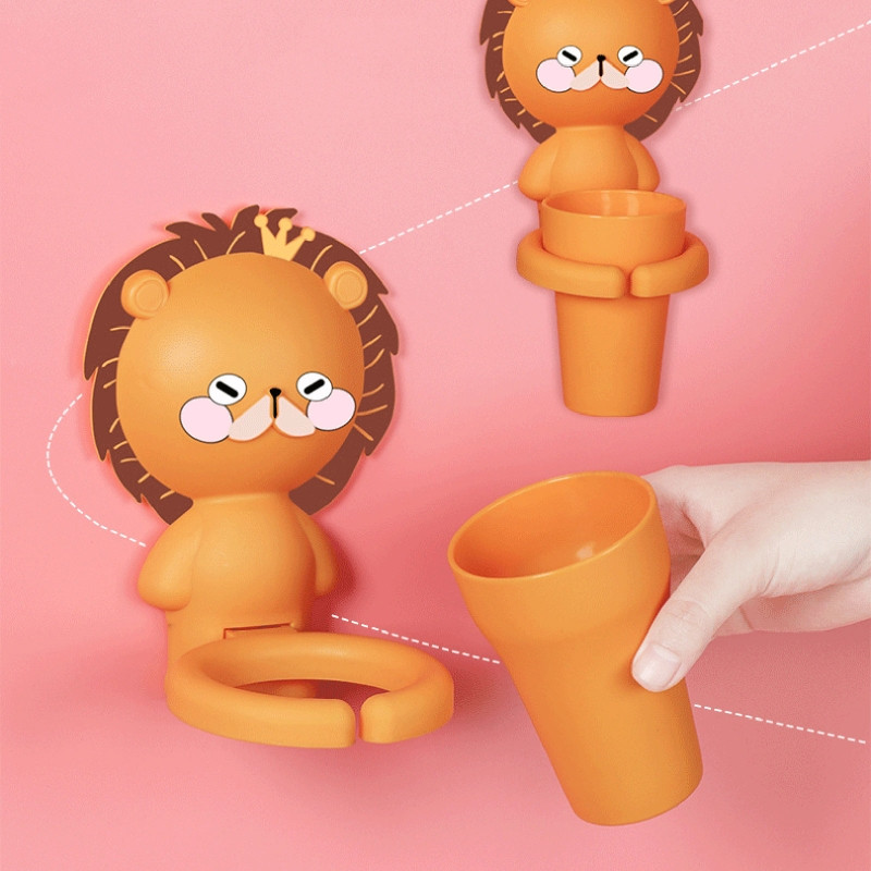 Mielas animacinių filmų kūdikių dantų puodelis Nemokamas Punch vonios kambario laikymo dėžutė burnos skalavimo puodelio siurbimo puodelis montuojamas ant sienos