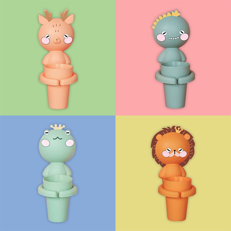 Mielas animacinių filmų kūdikių dantų puodelis Nemokamas Punch vonios kambario laikymo dėžutė burnos skalavimo puodelio siurbimo puodelis montuojamas ant sienos