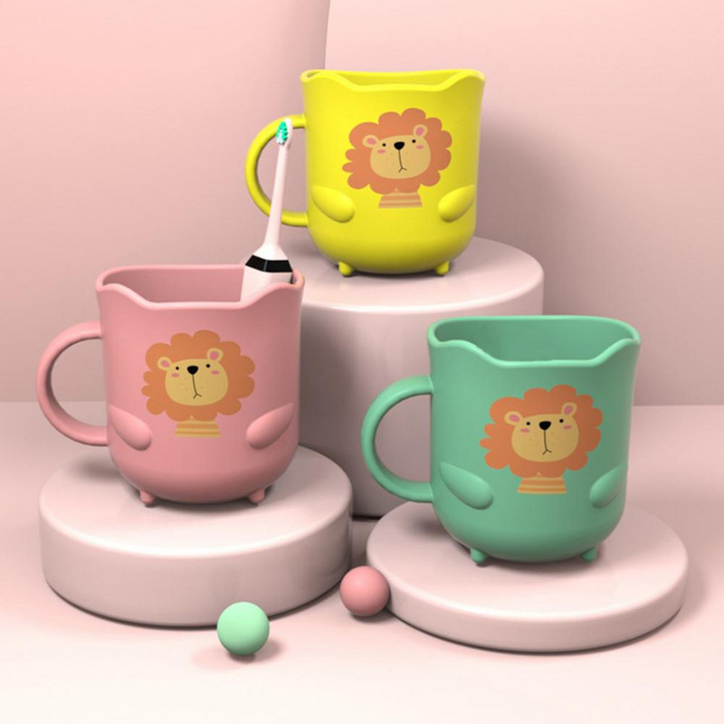 Χρήσιμη σταθερή βάση Σχεδιασμός τόξου μπάνιου Kids Cartoon Lion Mouthwash Κούπα Οικιακά Προμήθειες Κούπα στοματικό διάλυμα Κύπελλο οδοντόβουρτσας